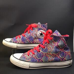 Converse Chuck Taylor All Star High Hi-Top Sneakers Purple Reptile Junior Size 1